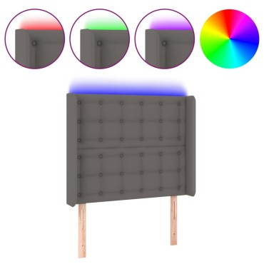 vidaXL Κεφαλάρι Κρεβατιού LED Γκρι 83x16x118/128cm Συνθετ. Δέρμα 1 τεμ.