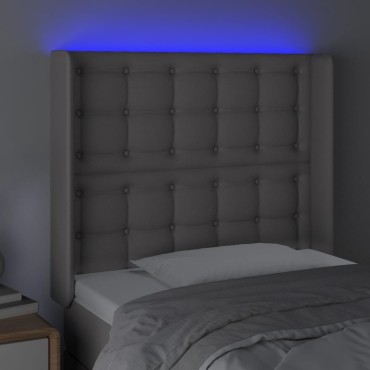 vidaXL Κεφαλάρι Κρεβατιού LED Γκρι 83x16x118/128cm Συνθετ. Δέρμα 1 τεμ.