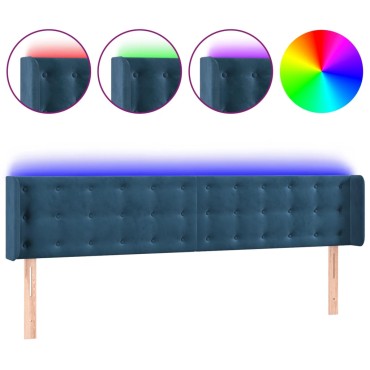 vidaXL Κεφαλάρι Κρεβατιού LED Σκούρο Μπλε 163x16x78/88cm Βελούδινο 1 τεμ.
