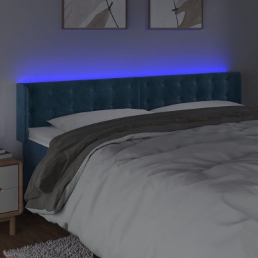vidaXL Κεφαλάρι Κρεβατιού LED Σκούρο Μπλε 163x16x78/88cm Βελούδινο 1 τεμ.