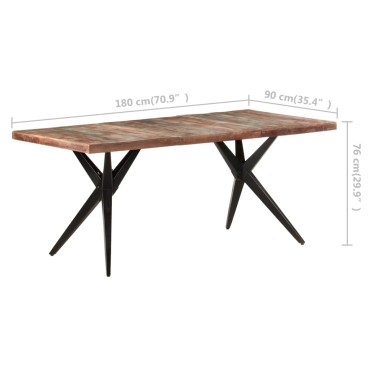 vidaXL Τραπεζαρία 180x90x76cm από Μασίφ Ανακυκλωμένο Ξύλο 1 τεμ.