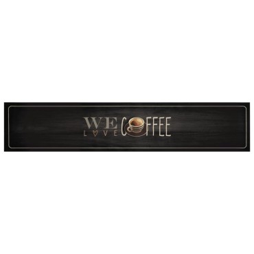 vidaXL Χαλί Κουζίνας Πλενόμενο Επιγραφή Coffee 60x300 εκ. Βελούδο