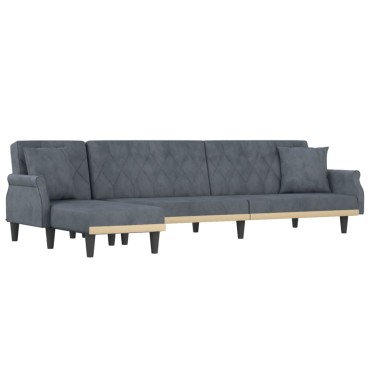 vidaXL Καναπές Κρεβάτι Γωνιακός Σκ. Γκρι 271x140x70cm Βελούδινος 1 τεμ.