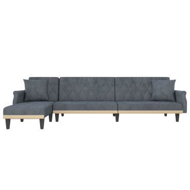 vidaXL Καναπές Κρεβάτι Γωνιακός Σκ. Γκρι 271x140x70cm Βελούδινος 1 τεμ.