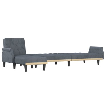 vidaXL Καναπές Κρεβάτι Γωνιακός Σκ. Γκρι 271x140x70cm Βελούδινος 1 τεμ.