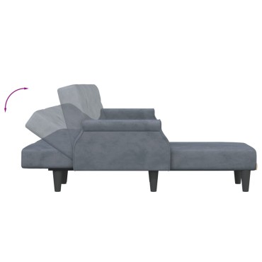 vidaXL Καναπές Κρεβάτι Γωνιακός Σκ. Γκρι 271x140x70cm Βελούδινος 1 τεμ.