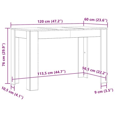 vidaXL Τραπεζαρία Μαύρο Δρυς 120x60x76cm από Επεξεργασμένο Ξύλο 1 τεμ.