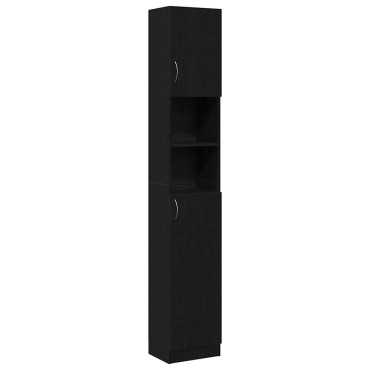 vidaXL Ντουλάπι Μπάνιου Μαύρο Δρυς 32x25,5x190cm Επεξ. Ξύλο