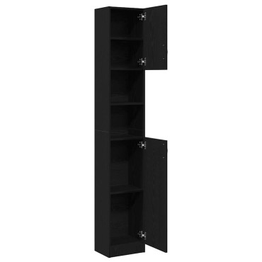vidaXL Ντουλάπι Μπάνιου Μαύρο Δρυς 32x25,5x190cm Επεξ. Ξύλο