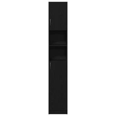 vidaXL Ντουλάπι Μπάνιου Μαύρο Δρυς 32x25,5x190cm Επεξ. Ξύλο