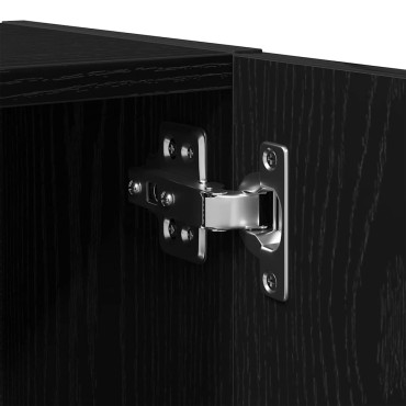 vidaXL Ντουλάπι Μπάνιου Μαύρο Δρυς 32x25,5x190cm Επεξ. Ξύλο