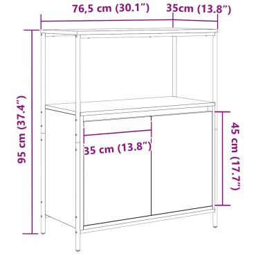 vidaXL Ντουλάπι μπάνιου με ράφια Sonoma δρυς 76,5x35x95cm 1 τεμ.