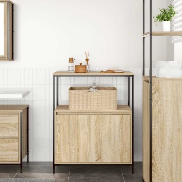 vidaXL Ντουλάπι μπάνιου με ράφια Sonoma δρυς 76,5x35x95cm 1 τεμ.