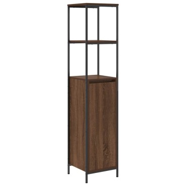 vidaXL Ντουλάπι μπάνιου με ράφια καφέ δρυς 36x35x165cm 1 τεμ.