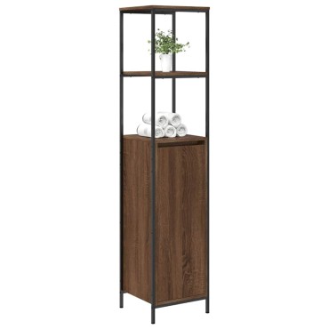 vidaXL Ντουλάπι μπάνιου με ράφια καφέ δρυς 36x35x165cm 1 τεμ.