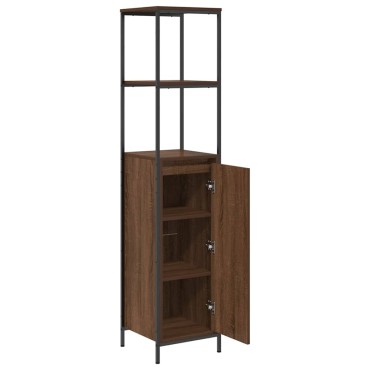 vidaXL Ντουλάπι μπάνιου με ράφια καφέ δρυς 36x35x165cm 1 τεμ.