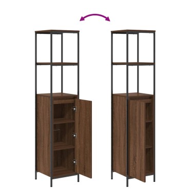 vidaXL Ντουλάπι μπάνιου με ράφια καφέ δρυς 36x35x165cm 1 τεμ.