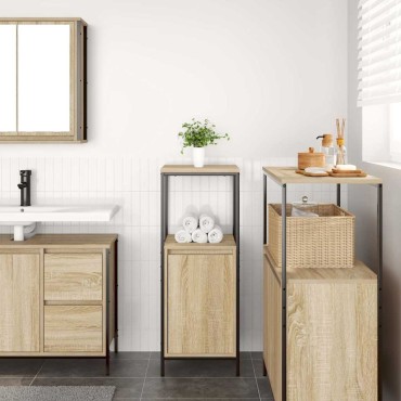 vidaXL Ντουλάπι μπάνιου με ράφια Sonoma δρυς 36x35x95cm 1 τεμ.