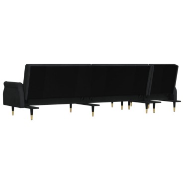 vidaXL Καναπές Κρεβάτι Γωνιακός Μαύρος 271x140x70cm Βελούδινος 1 τεμ.