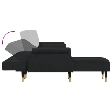 vidaXL Καναπές Κρεβάτι Γωνιακός Μαύρος 271x140x70cm Βελούδινος 1 τεμ.