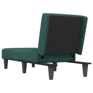 vidaXL Ανάκλιντρο Σκούρο Πράσινο Βελούδινο 55x140x70cm 1 τεμ.