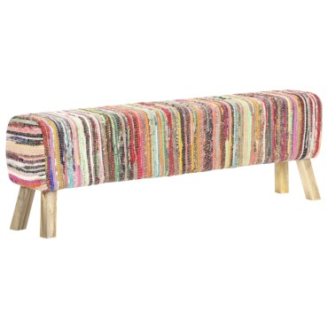 vidaXL Πάγκος Πολύχρωμος από Ύφασμα Chindi 160x28x50cm 1 τεμ.