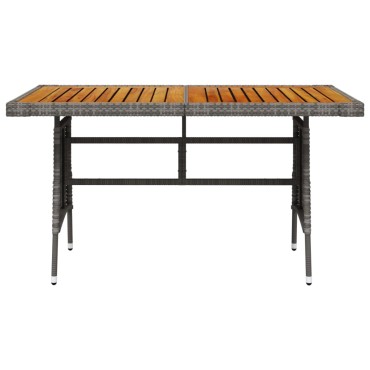 vidaXL Τραπέζι Κήπου Γκρι 130x70x72cm Συνθετικό Ρατάν/Ξύλο Ακακίας 1 τεμ.