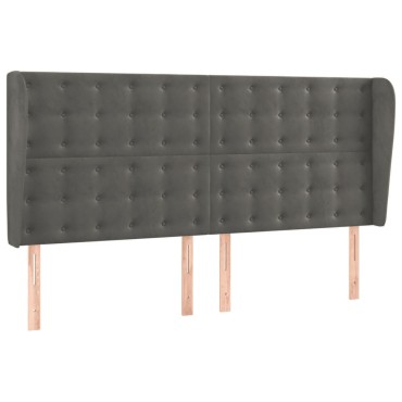 vidaXL Κεφαλάρι με Πτερύγια Σκούρο Γκρι 163x23x118/128cm Βελούδινο 1 τεμ.
