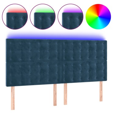 vidaXL Κεφαλάρι Κρεβατιού LED Σκούρο Μπλε 160x5x118/128cm Βελούδινο 1 τεμ.