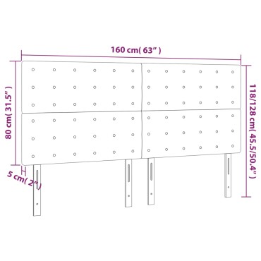 vidaXL Κεφαλάρι Κρεβατιού LED Σκούρο Μπλε 160x5x118/128cm Βελούδινο 1 τεμ.