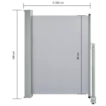 vidaXL Σκίαστρο Πλαϊνό Συρόμενο Βεράντας Γκρι 100 x 300 εκ.