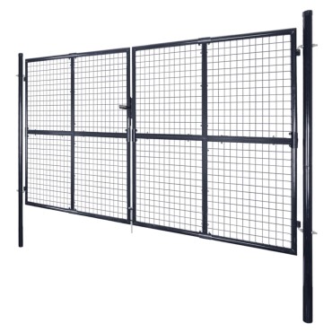 vidaXL Πόρτα Περίφραξης με Πλέγμα Γκρι 289 x 200 εκ. Γαλβαν. Χάλυβας