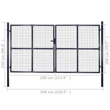 vidaXL Πόρτα Περίφραξης με Πλέγμα Γκρι 289 x 200 εκ. Γαλβαν. Χάλυβας