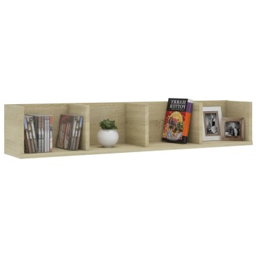 vidaXL Ράφι Τοίχου για CD Sonoma Δρυς 100x18x18cm από Επεξ. Ξύλο 1 τεμ.