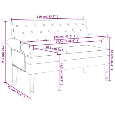vidaXL Παγκάκι με Πλάτη Taupe 120x62x75,5cm Υφασμάτινο