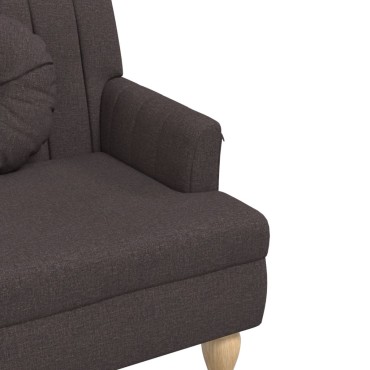 vidaXL Παγκάκι Σκούρο Καφέ 113x64,5x75,5cm Υφασμάτινο με Μαξιλάρια
