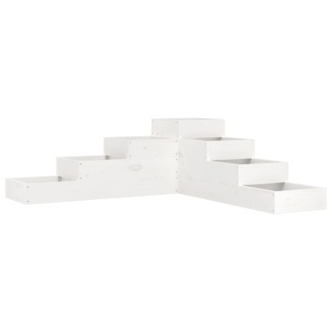 vidaXL Ζαρντινιέρα 4 Επιπέδων Λευκή 106x104,5x36 εκ. Μασίφ Ξύλο Πεύκου