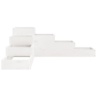 vidaXL Ζαρντινιέρα 4 Επιπέδων Λευκή 106x104,5x36 εκ. Μασίφ Ξύλο Πεύκου