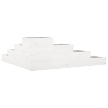 vidaXL Ζαρντινιέρα 4 Επιπέδων Λευκή 106x104,5x36 εκ. Μασίφ Ξύλο Πεύκου