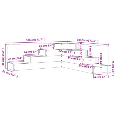 vidaXL Ζαρντινιέρα 4 Επιπέδων Λευκή 106x104,5x36 εκ. Μασίφ Ξύλο Πεύκου