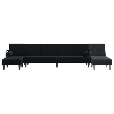 vidaXL Καναπές Κρεβάτι Γωνιακός Μαύρος 260x140x70cm Βελούδινος 1 τεμ.