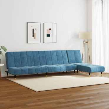 vidaXL Σετ Σαλονιού 2 τεμ. Μπλε από Βελούδο 200x84,5x69cm  Διθέσιος