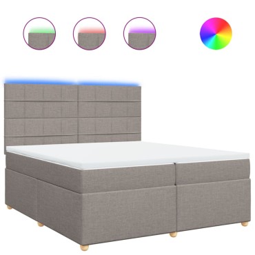 vidaXL Κρεβάτι Boxspring με Στρώμα Taupe 200x200cm Υφασμάτινο 1 τεμ. - Διπλό