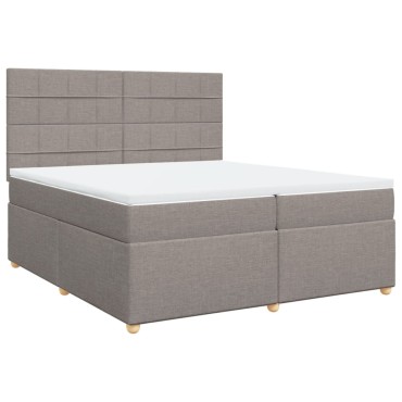 vidaXL Κρεβάτι Boxspring με Στρώμα Taupe 200x200cm Υφασμάτινο 1 τεμ. - Διπλό
