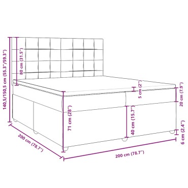 vidaXL Κρεβάτι Boxspring με Στρώμα Taupe 200x200 εκ. Υφασμάτινο