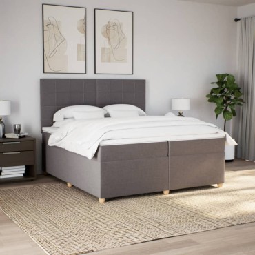 vidaXL Κρεβάτι Boxspring με Στρώμα Taupe 200x200cm Υφασμάτινο 1 τεμ. - Διπλό