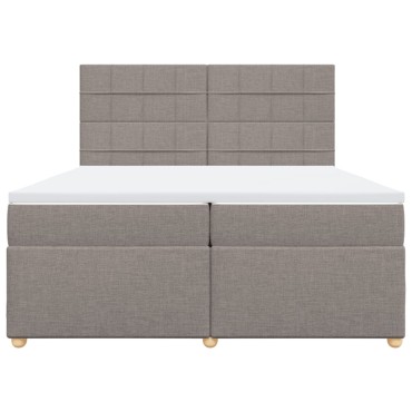 vidaXL Κρεβάτι Boxspring με Στρώμα Taupe 200x200cm Υφασμάτινο 1 τεμ. - Διπλό