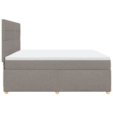 vidaXL Κρεβάτι Boxspring με Στρώμα Taupe 200x200cm Υφασμάτινο 1 τεμ. - Διπλό