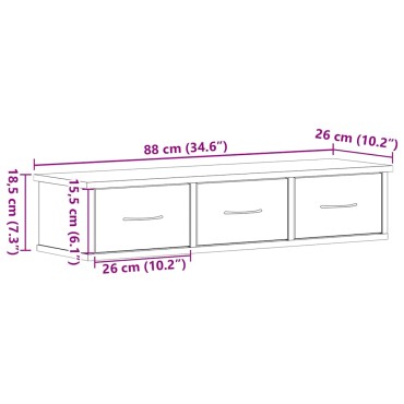 vidaXL Ντουλάπι Τοίχου Μαύρο Δρυς 88x26x18,5cm Επεξεργασμένο Ξύλο 1 τεμ.