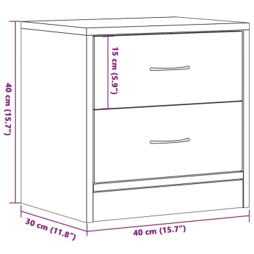 vidaXL Κομοδίνο Μαύρο Δρυς 40x30x40cm από Επεξεργασμένο Ξύλο 1 τεμ.